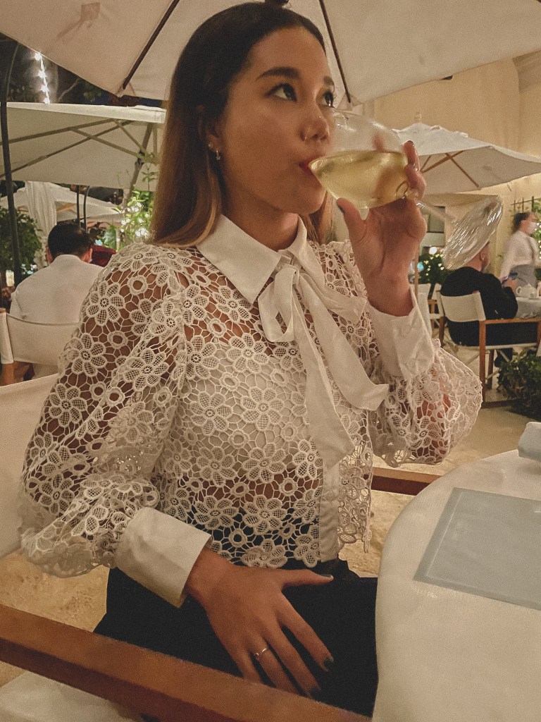 The Terrace at the Maybourne Beverly Hills wearing Zara